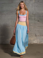 Capri Pastel Maxi Skirt Set Dreamy Coastal Energy