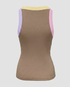 Women's Contrast Binding Tank Top Ribbed Knit Sleeveless Scoop Neck Slim Fit Camisole Top with Built-in Bra