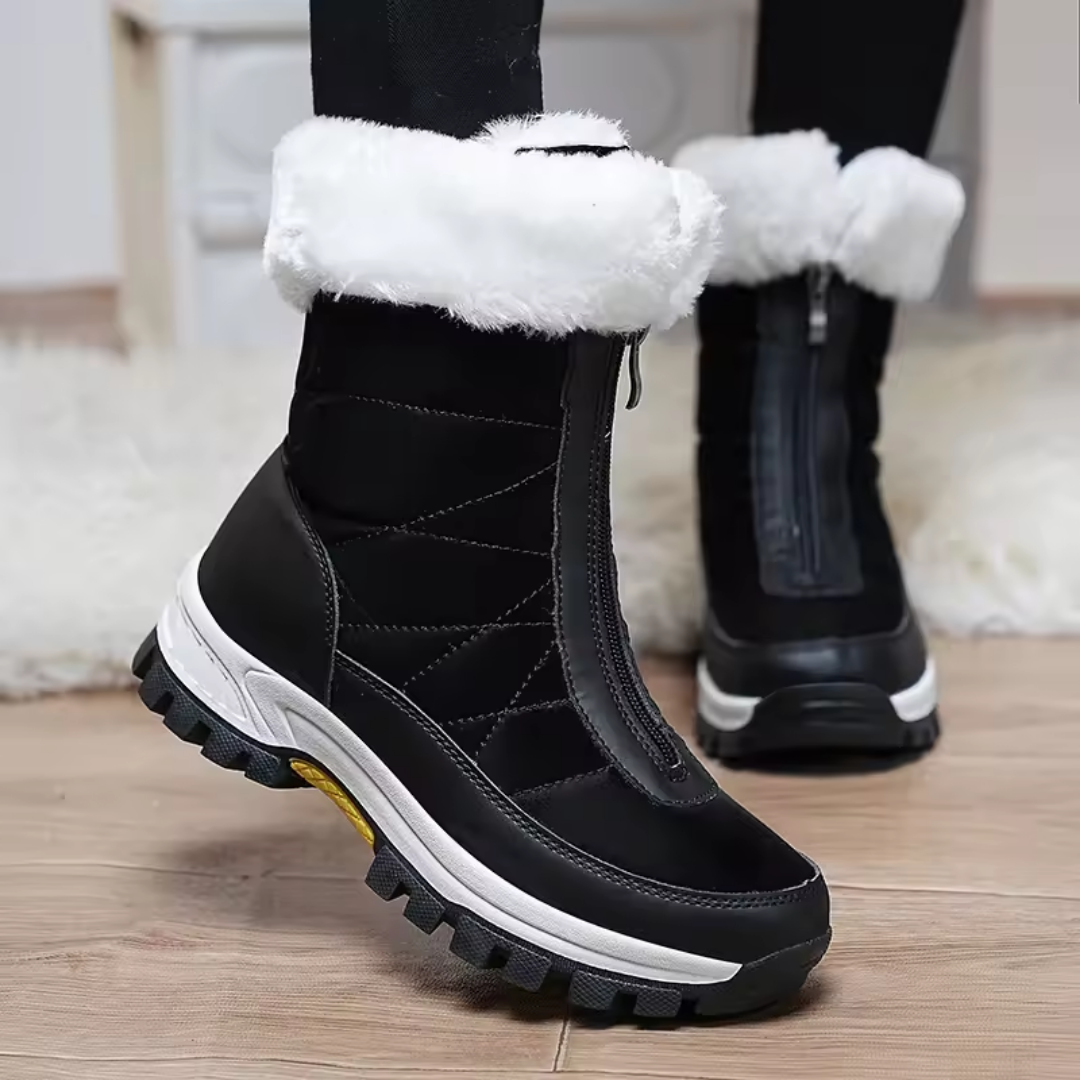 Women’s Cozy Winter Snow Boots – Plush Warmth, Non-Slip Grip & Easy Zipper Design